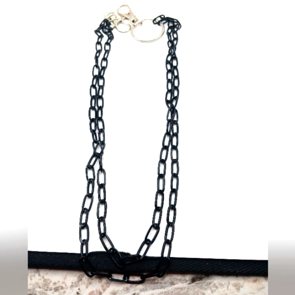 Double Layered Black  Pants or Wallet Metal Chain  21 inches